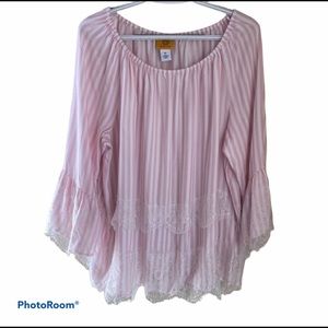 Ruby Rd. Pink and White Stripe Summer Top